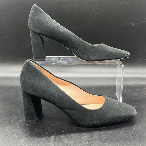 J.CREW Shoes - J Crew womens suede slip on classic low block heel pumps black size 8.5